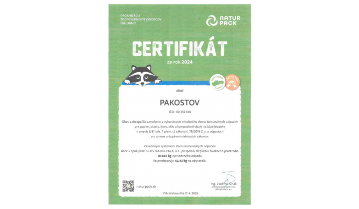Certifikát NATUR-PACK