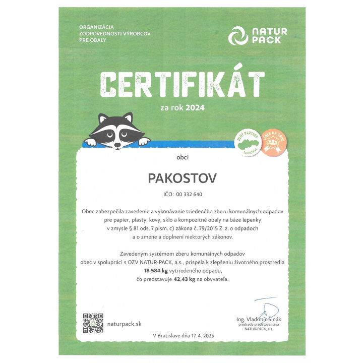 Certifikát NATUR-PACK