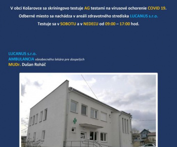 Aktuality / Nové skríningové odberné miesto v obci Košarovce
