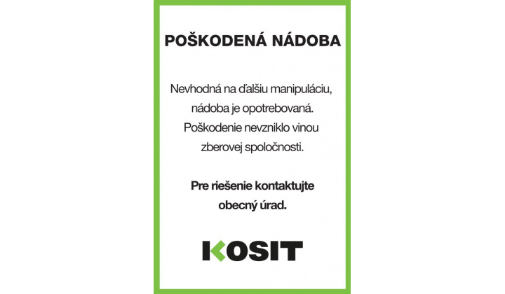 KOSIT - Označovanie poškodených nádob
