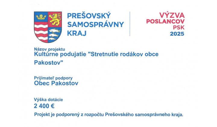 Kultúrne podujatie ’’Stretnutie rodákov obce Pakostov’’