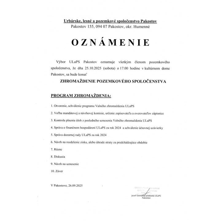 Oznam ULaPS