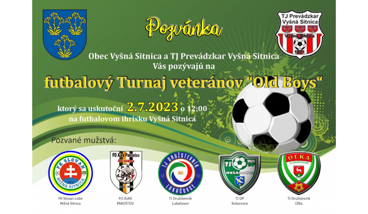 Pozvánka na futbalový turnaj veteránov 